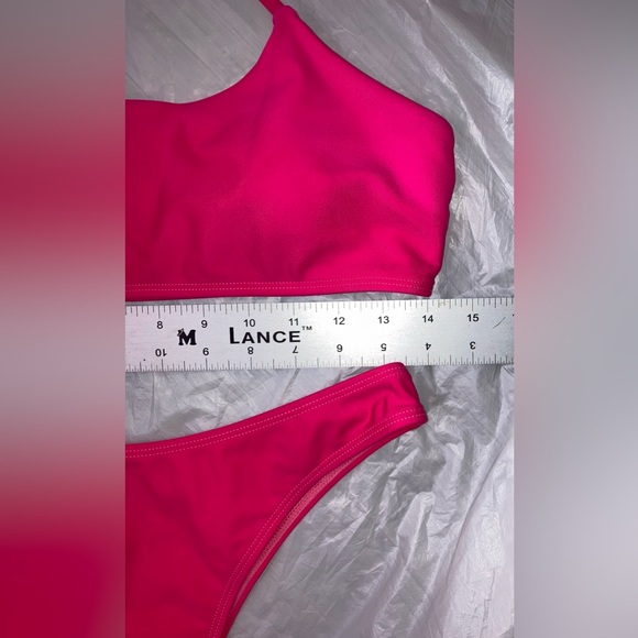 SHEIN 2Piece Frenchi Asymmetrical Top Hot Pink Bikini Set Hi Wasted Swimwear Lg - Picture 8 of 14
